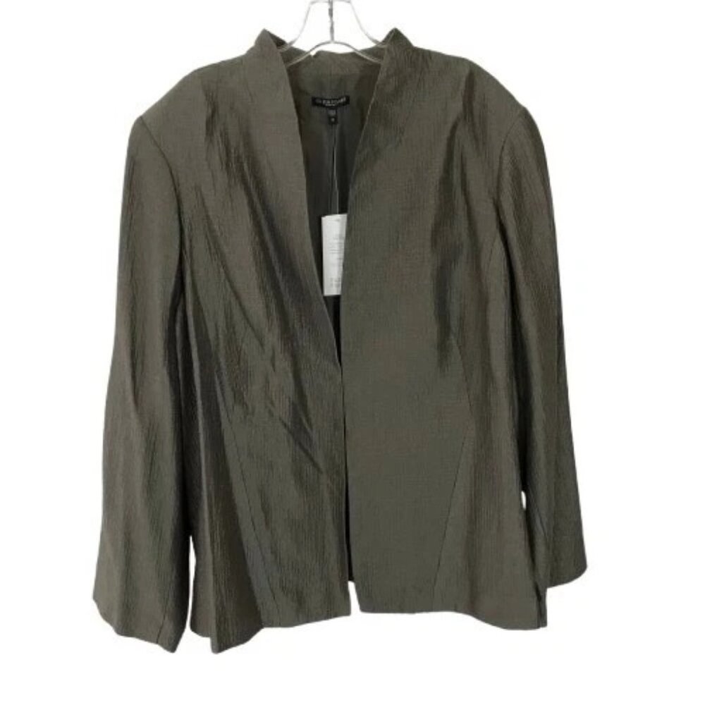 NWT Eileen Fisher Women Plus Size 3X Silver Gray Silk Jacquard Blazer Jacket NEW